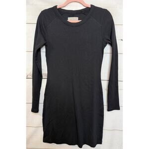 Everlane S Long Sleeve Black Ribbed Dress Oragnic Cotton Everyday Wear Comfy